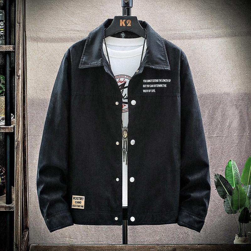 Men's Spring and Autumn New Autumn Korean Style Trendy Retro Workwear Denim Casual Winter Wear Velvet Jacket