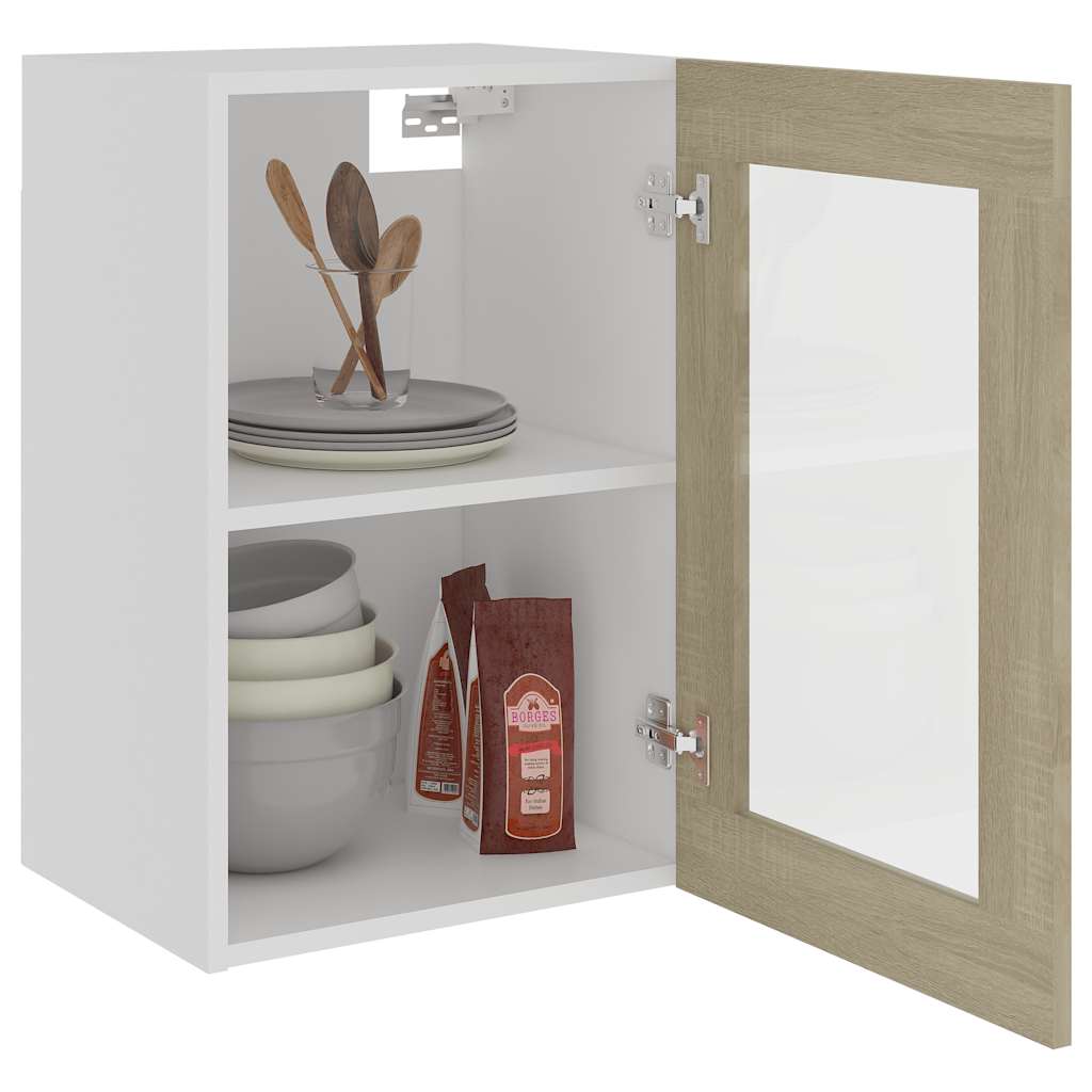 vidaXL Hängeglasschrank Lyon Sonoma-Eiche 40x31x60 cm Holzwerkstoff