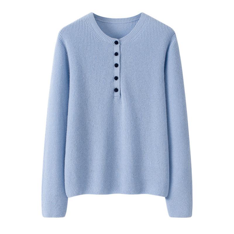 Women's 100% Pure Cashmere Openwork Loose Crew Neck Sweater Pullover for Autumn/Winter