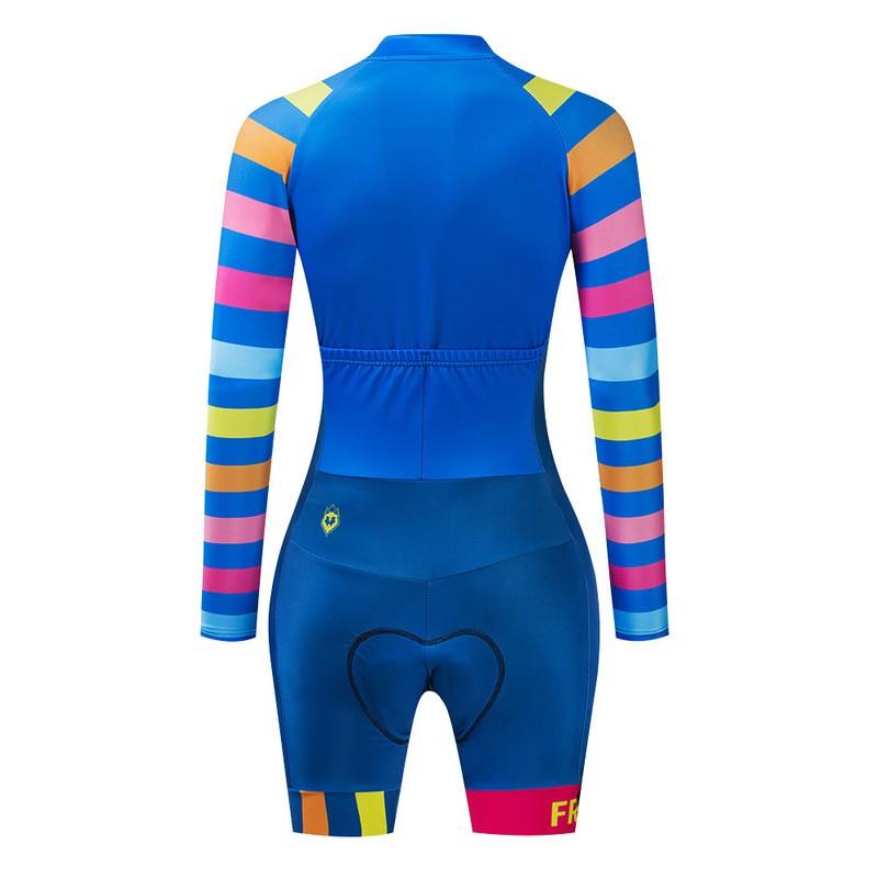 Tuta da Triathlon da Donna Manica Lunga Pantaloncini Corti Ciclismo Corsa