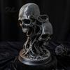 Spooky Bar Decor 3D Printed Double Skull Ornament, Resin Twisted Skeleton Figurine, Gothic Desktop Durable Halloween Table Decorations Statue for Home
