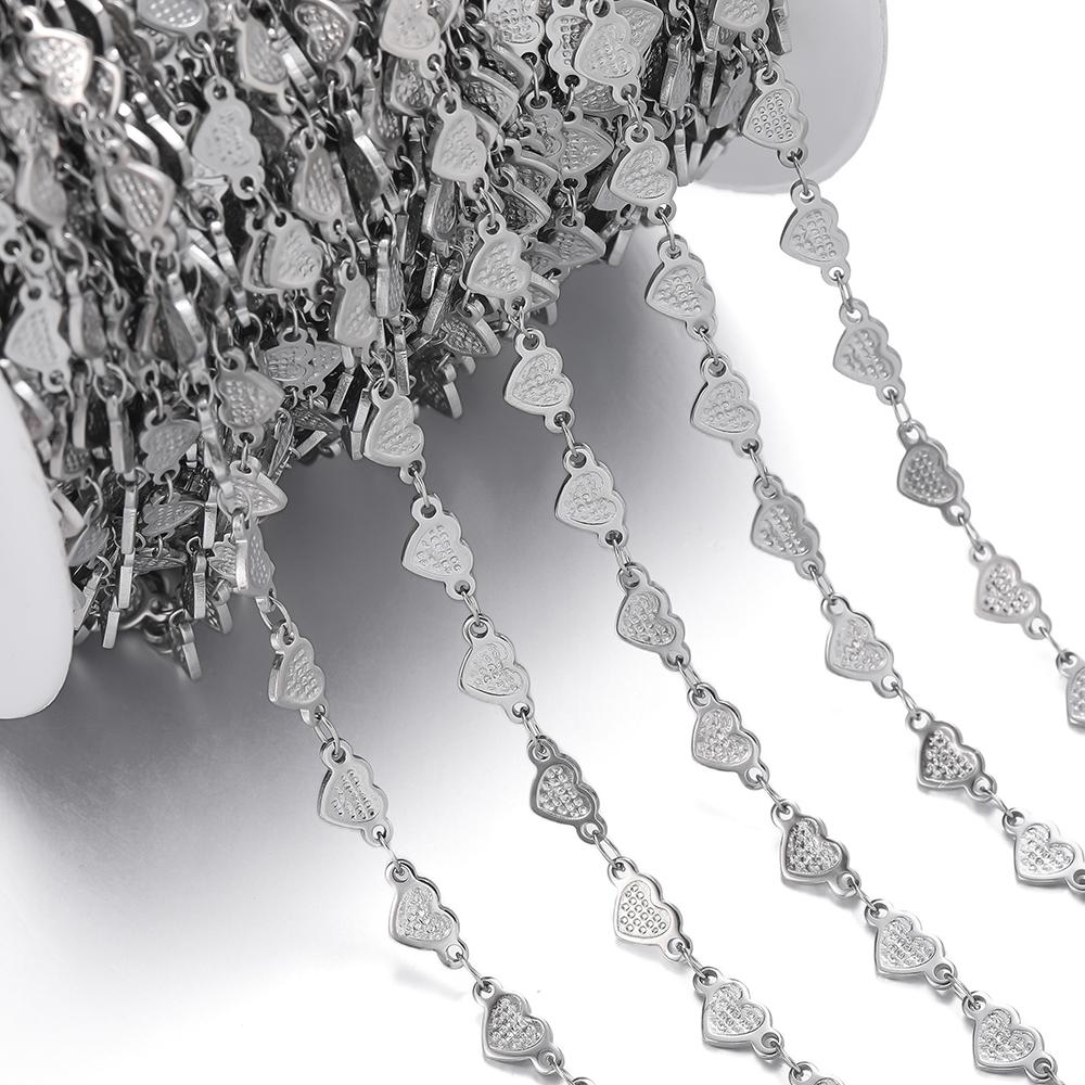 1Meter Stainless Steel Embossing Love Heart Leaf Oval Star Moon Link Chains Necklace Bracelet Jewelry Making DIY Chain Supplies