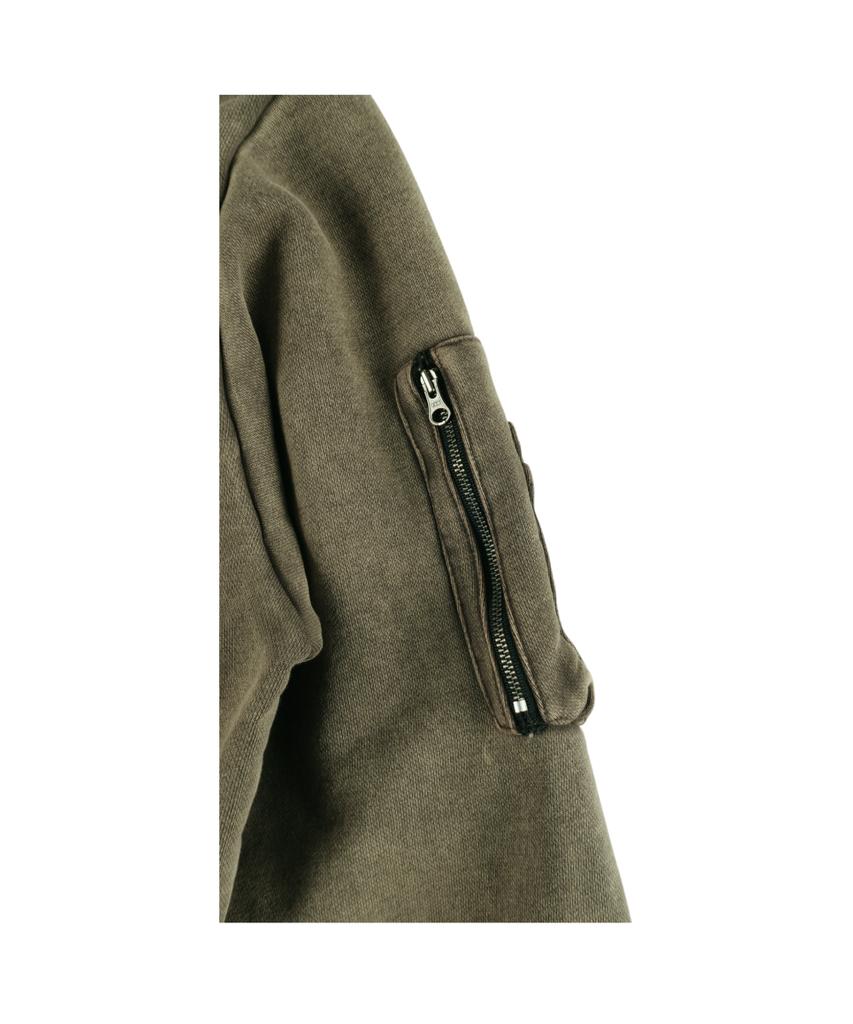Ertr Asymmetric Zip Up Jacket Khaki