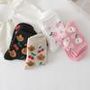 New Chic Girls' Cute Cartoon 3D Hairy Feather Yarn Rabbit Bear Peach Cherry Soft Cotton Casual Socks Preppy Style Dropship