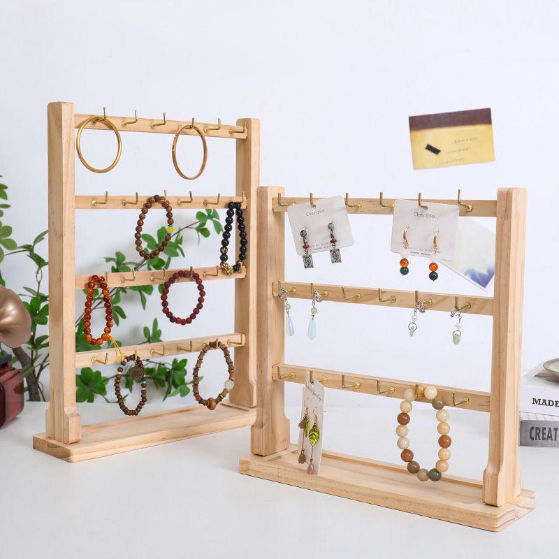Jewelry Display Stand: Necklace, Bracelet, Keychain Storage with Hooks and Stud Earring Rack