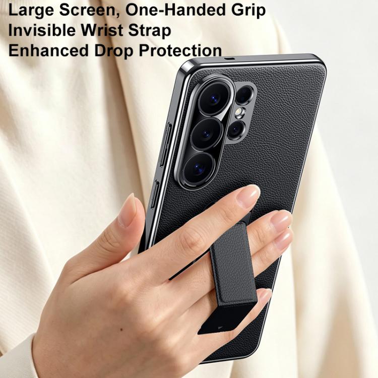 Metal Holder Foldable Wristband Precise Cutout Vegan Leather Phone Case