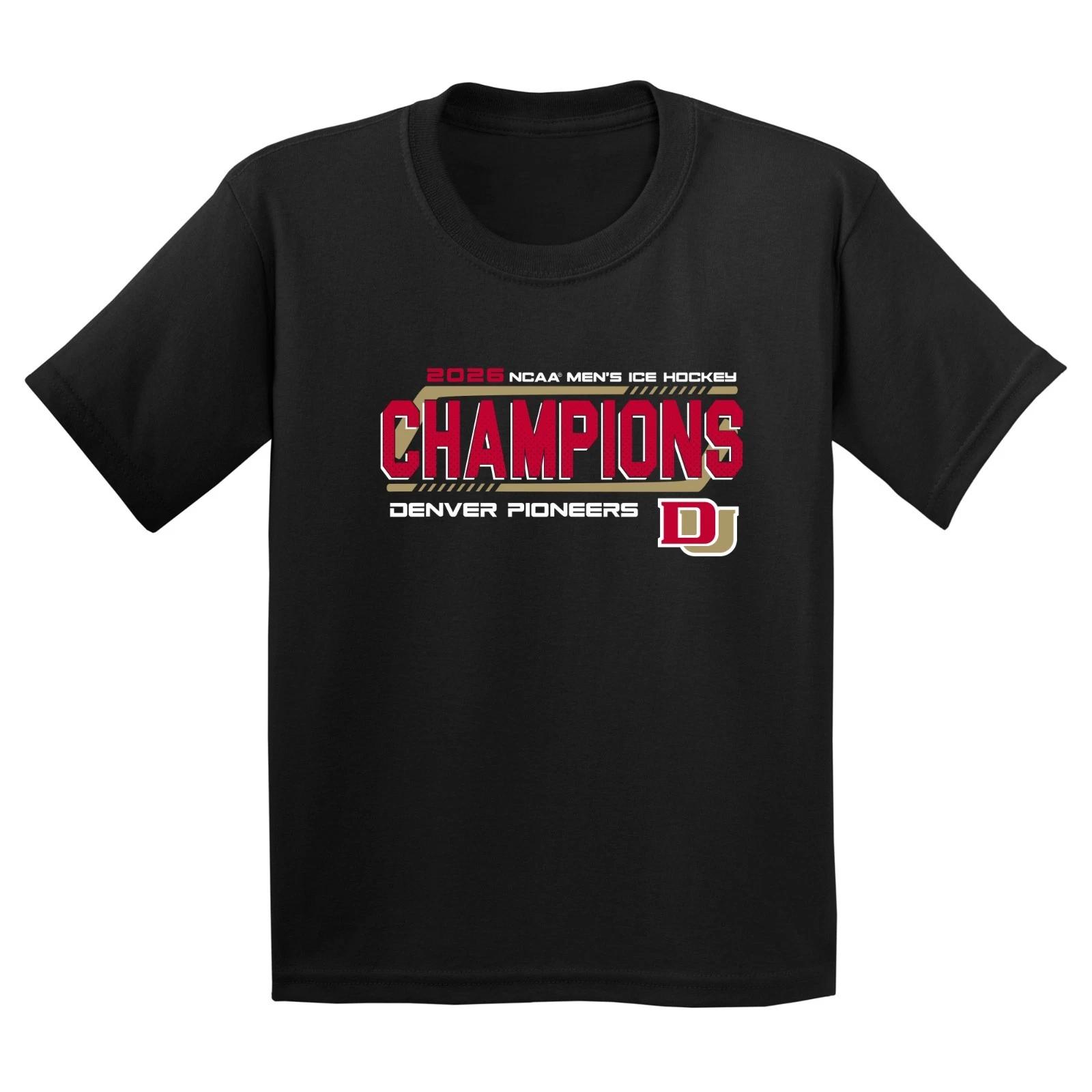 Denver 2026 Hockey National Champions Hockey Frame Youth T-Shirt - Black 4XL