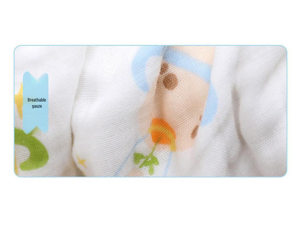 High-Density Cotton Newborn Bath Towel - Six-Layer Gauze, Printed Design, for Infants & Kids
