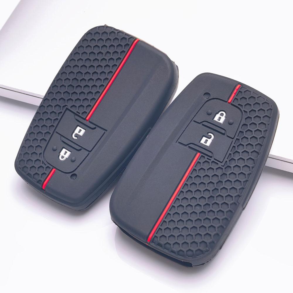 Silicone Key Fob Cover Fit for Toyota Corolla Camry RAV4 Highlander Avalon C-HR Prius Smart 2 Button Remote Key, Fits Toyota Corolla Camry RAV4 Prius