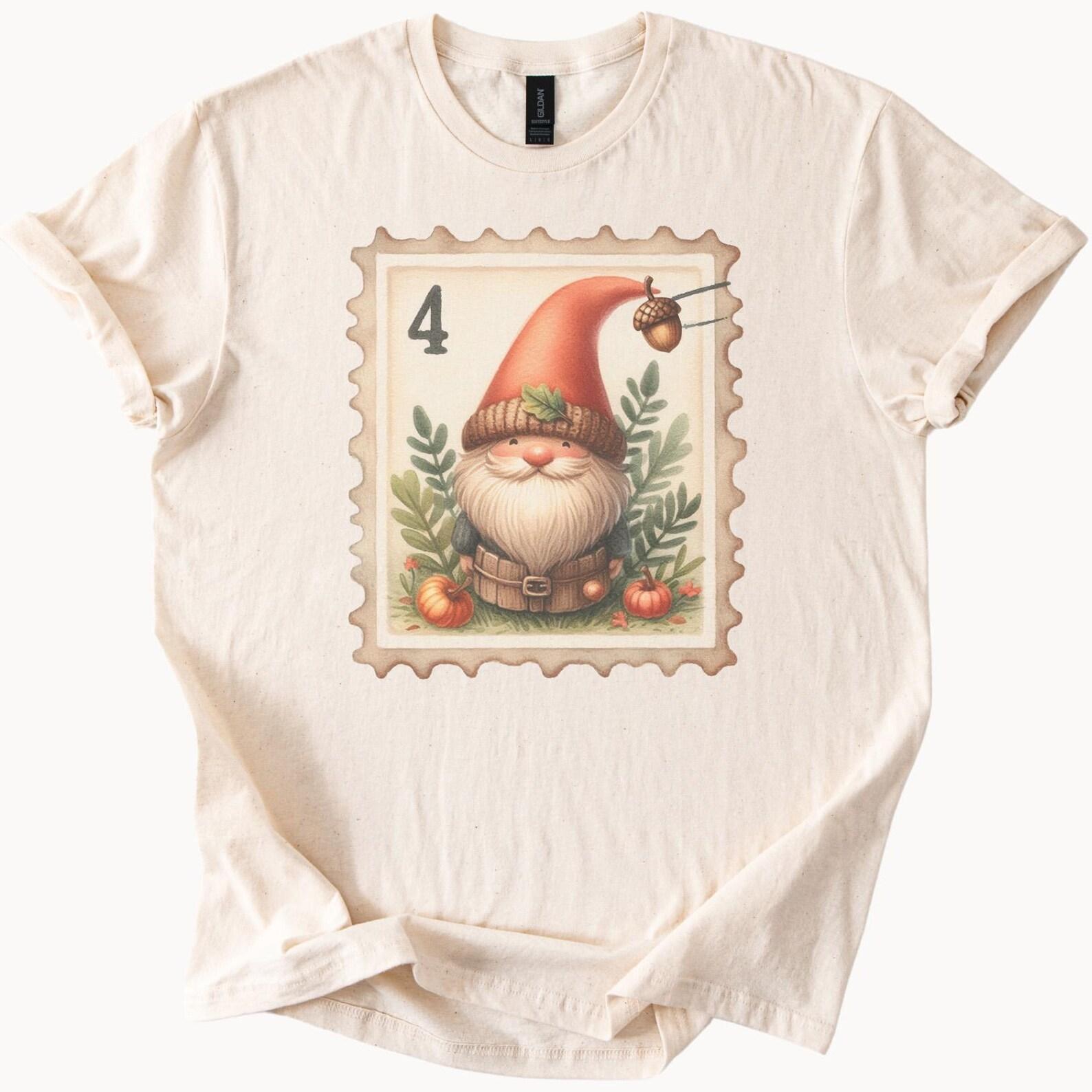 Fall Gnome Shirt Cute Autumn Gnome Graphic Tee with Pumpkins Acorn and Leaves Whimsical Garden Gnome TShirt for Fall Fashion 120