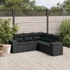 Vidaxl 5-Cz. Garden Lounge Set, Cushions, Black PE Rattan