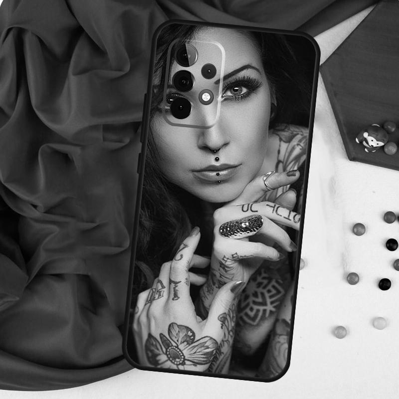 Sexy Sleeve Tattoo Girl For Samsung Galaxy A26 A05 A06 A16 A54 A34 A14 A22 A32 A52 A55 A35 A15 A53 A13 A56 A36 Case
