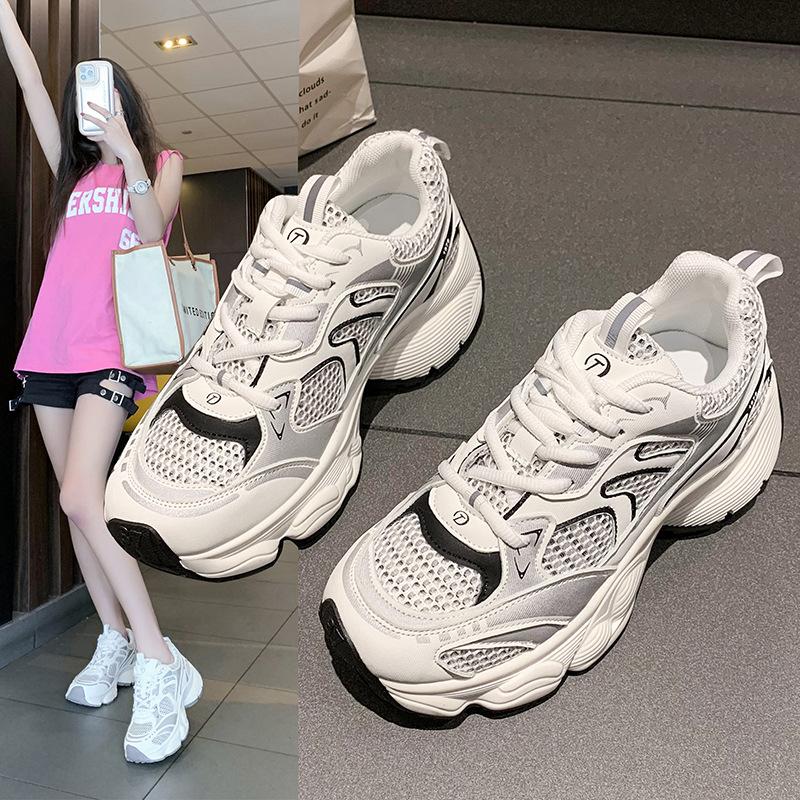 Slope Heel Platform Versatile Dad Shoes Summer New Mesh Breathable Sports and Leisure Shoes