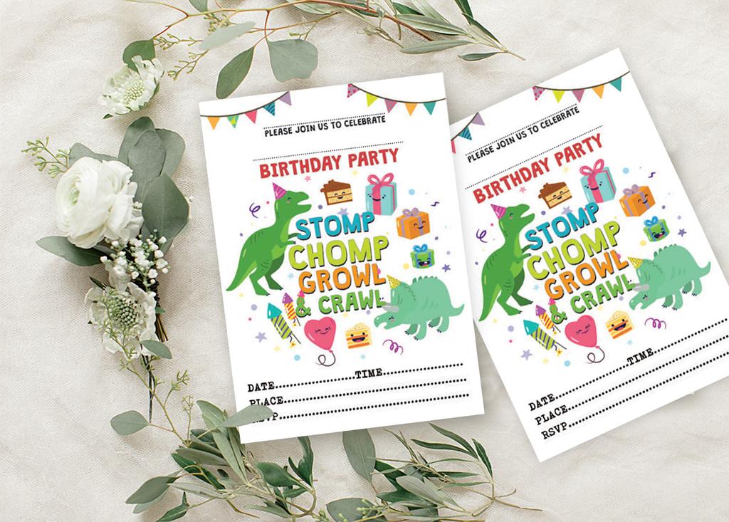Darling Souvenir White Birthday Invitation Card Printable Fill or Write In Blank Invites Party Supplies Pack Of 28 5 X 7