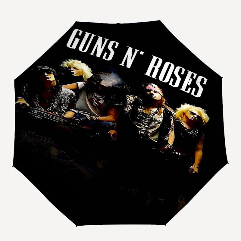 

1 шт. ЗОНТ GUNS N ROSES с автоматическим открытием/закрытием, Ветрозащитный купол, Кнопка автоматического открытия/закрытия 10146