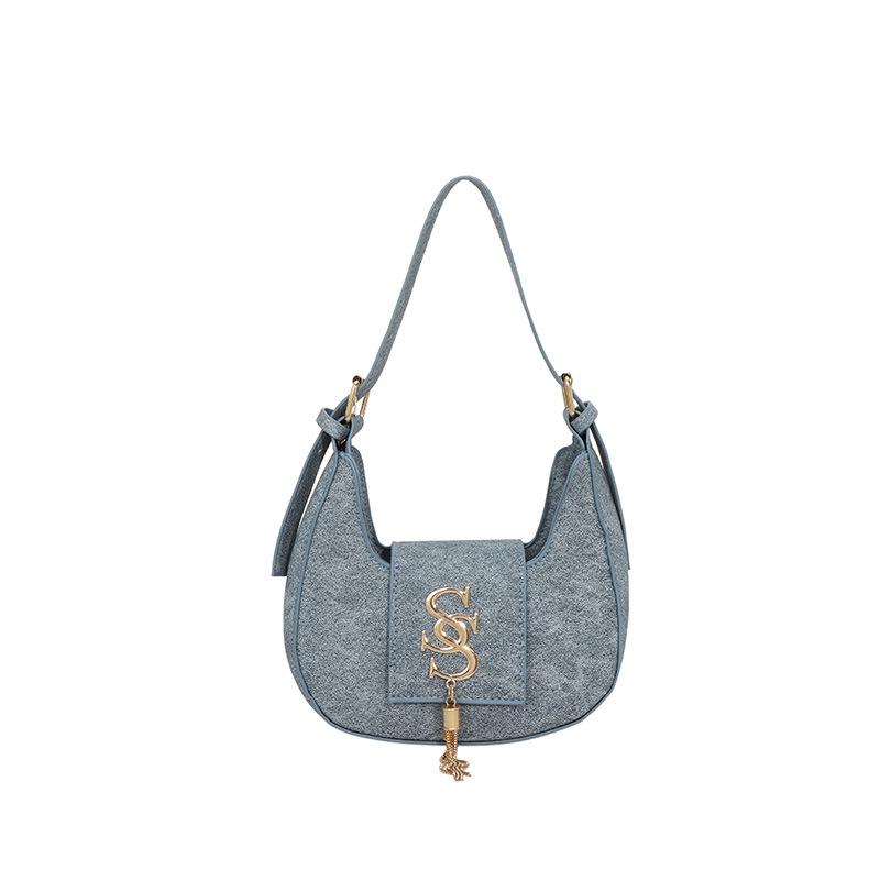 

New dumpling bag lightweight single shoulder underarm bag versatile casual temperament handbag oblique span PU personalized women s bag синій