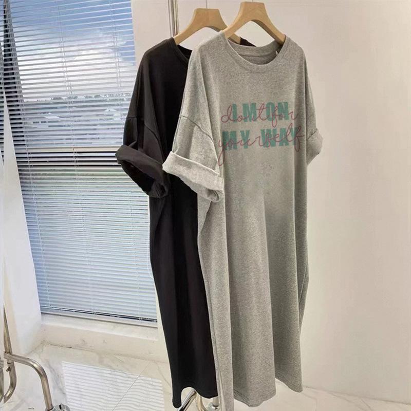 

Белое платье, свободная хлопковая футболка с короткими рукавами, женская юбка, толстый живот и тонкая юбка с разрезом большого размера L