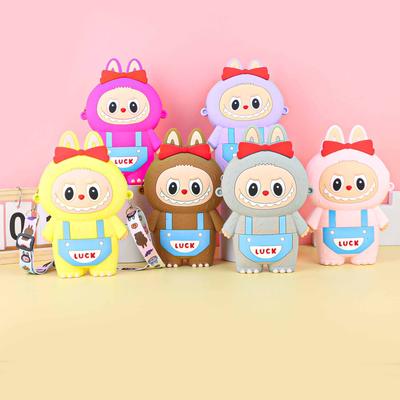 Labubu Silicone Phone Bag Cartoon Cute Birthday Gift Bow Silicone Coin Purse High-end Diagonal Cross Bag CLE
