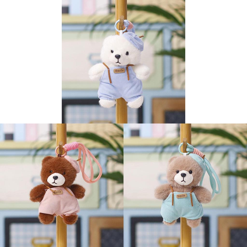 Plush Bear Keychain With Cute Overalls For Wedding Gift And Bag Decoration