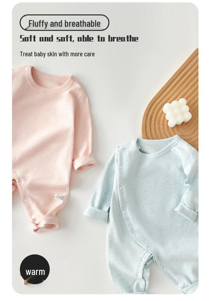 Infant Autumn Long-Sleeve Sleeveless Diagonal Collar Bodysuit Pajamas, Warm & Close-Fitting, Spring Class A