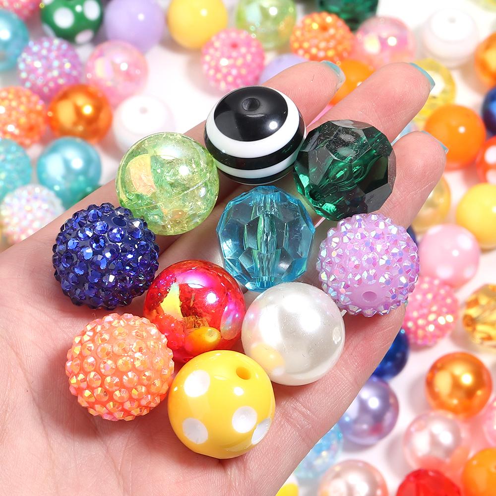 12pcs/lot Candy Color Beads 20mm Mixed Rhinestone Loose Beads For Jewelry Making DIY Bracelet Earrings Pens KeyChain Accessories