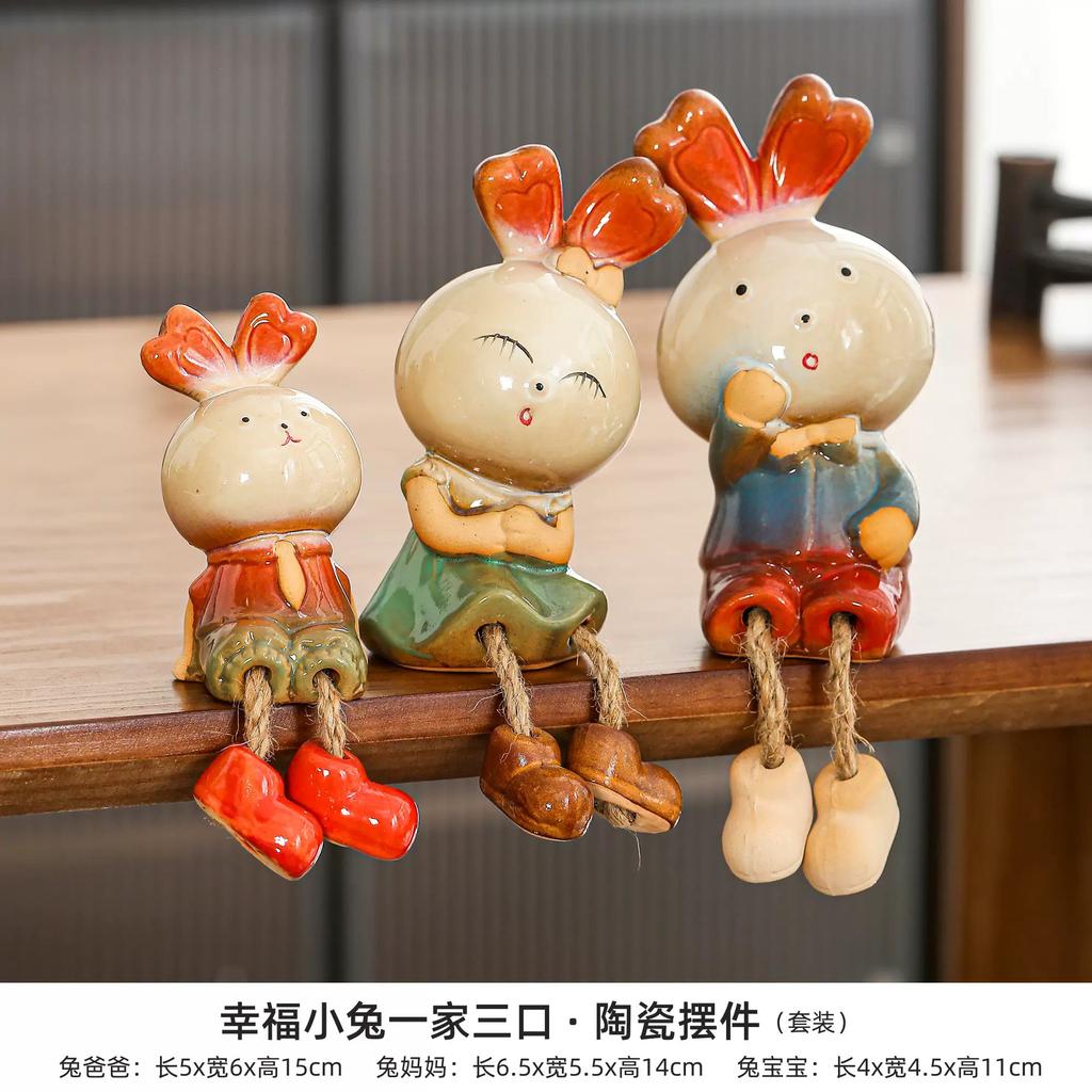 Jingdezhen Creative Ceramic Ornament Desktop Simplicity Niche Cute Porcelain Living Room High End Small Decoration