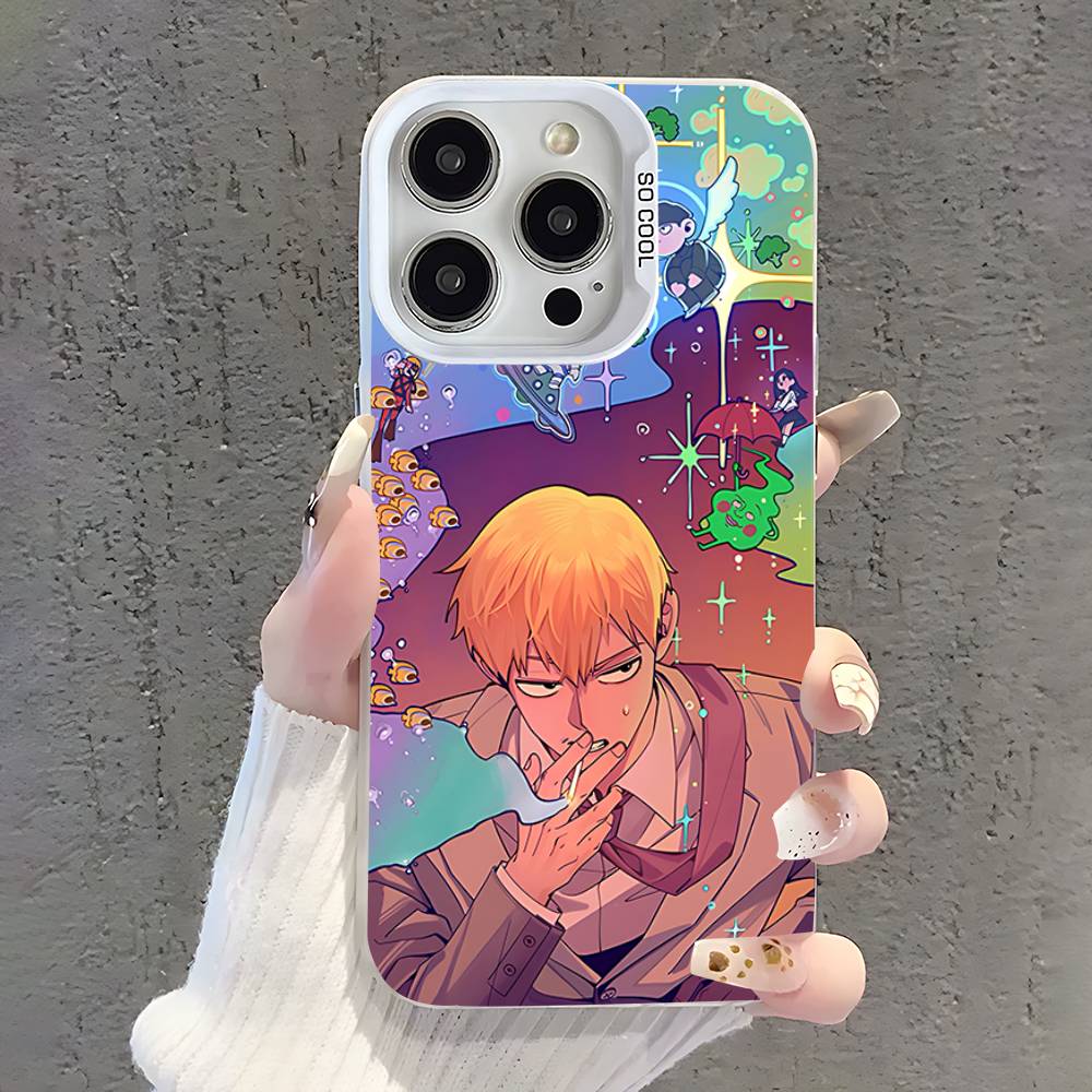 Mob P-Psycho 100 Phone Case For iPhone 17,16,15,14,13,12,11,Pro,XS,Max,Plus,Mini,SE White Candy Matte Shockproof Cover
