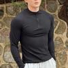 Slim-fit Half High Neck Zipper Fitness Men's Base Shirt Long Sleeve T-shirt