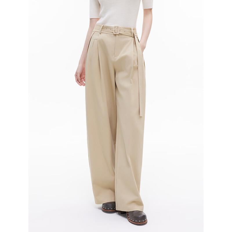ELLE Women s French Retro High-Waisted Wide-Leg Pants L