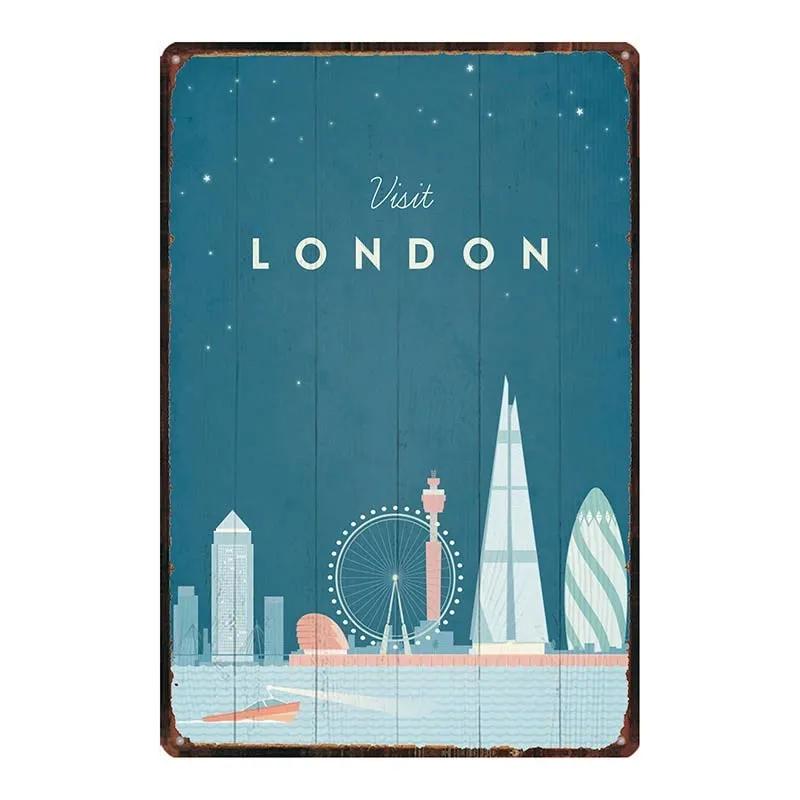 Vintage Paris Champagne Metal Tin Sign Wine Travel Souvenir Wall Art for Bar Restaurant Home Decor xCM