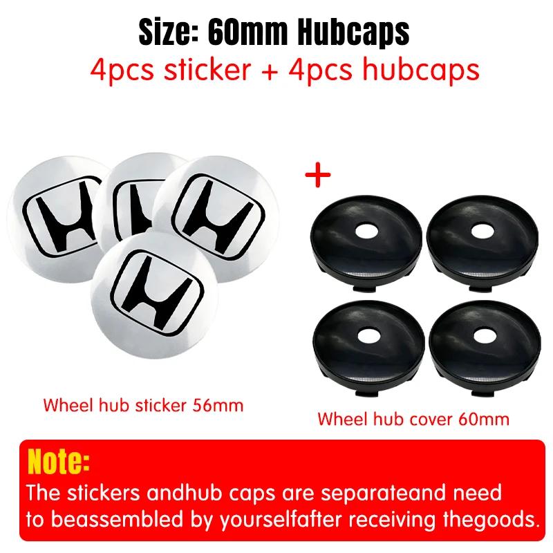 4pcs 56mm 60mm Car Wheel Center Hub Center Cap Rim Hub Dustproof Cover Emblemem For Honda Accord CRV XRV Civic Odyssey ahn256