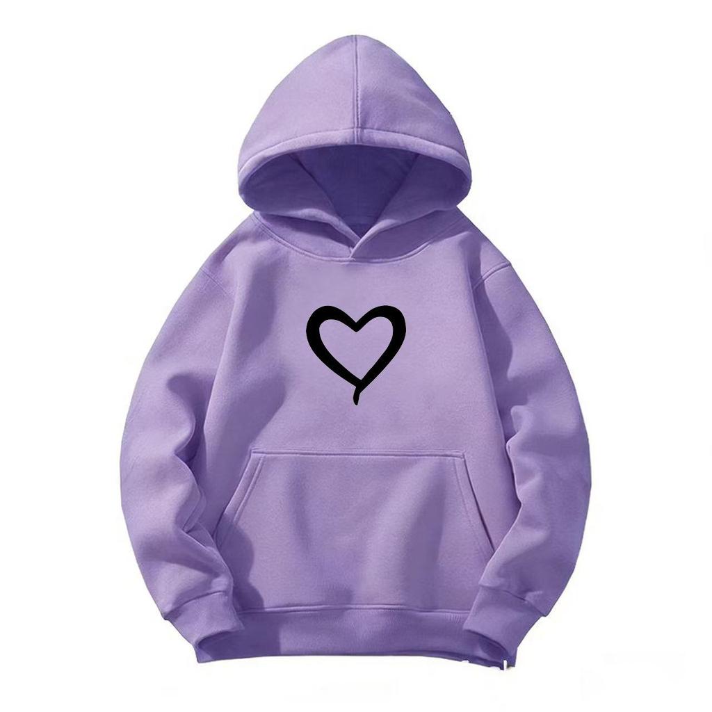 Unisex Kinder Gemütlicher Herz-Fleece-Hoodie - Lässiges Herbst-/Winter-Mode-Sweatshirt