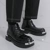 Men's Cross-Border Plus Size High-Top Leather Ankle Boots: 2025 Autumn/Winter Thick-Sole, Big-Toe Fashion.