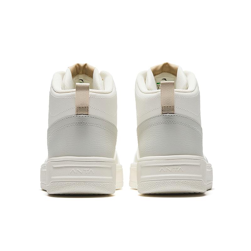 New Anta Relaxed Height Increasing Lightweight High-Top Skateboard Shoes Men's White Gray 912448002Q-2