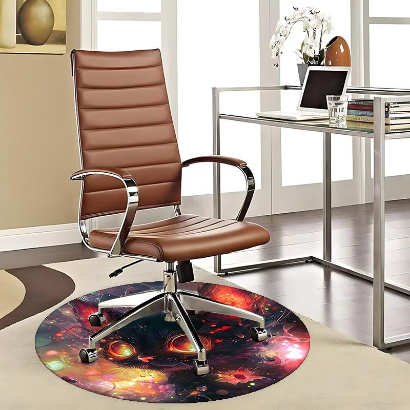 

1pc Fantasy Cat Round Carpet Anime Design Office Chair Mat, Non Slip Rug for Home Decor, Gift, Office, Living Room, Bedroom 80cm