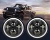 Wrangler Headlights Full Round 4 Beads 7 Inches Silver Bottom Harley Motorcycle Headlights, Modified Far And Near Light Led Headlights