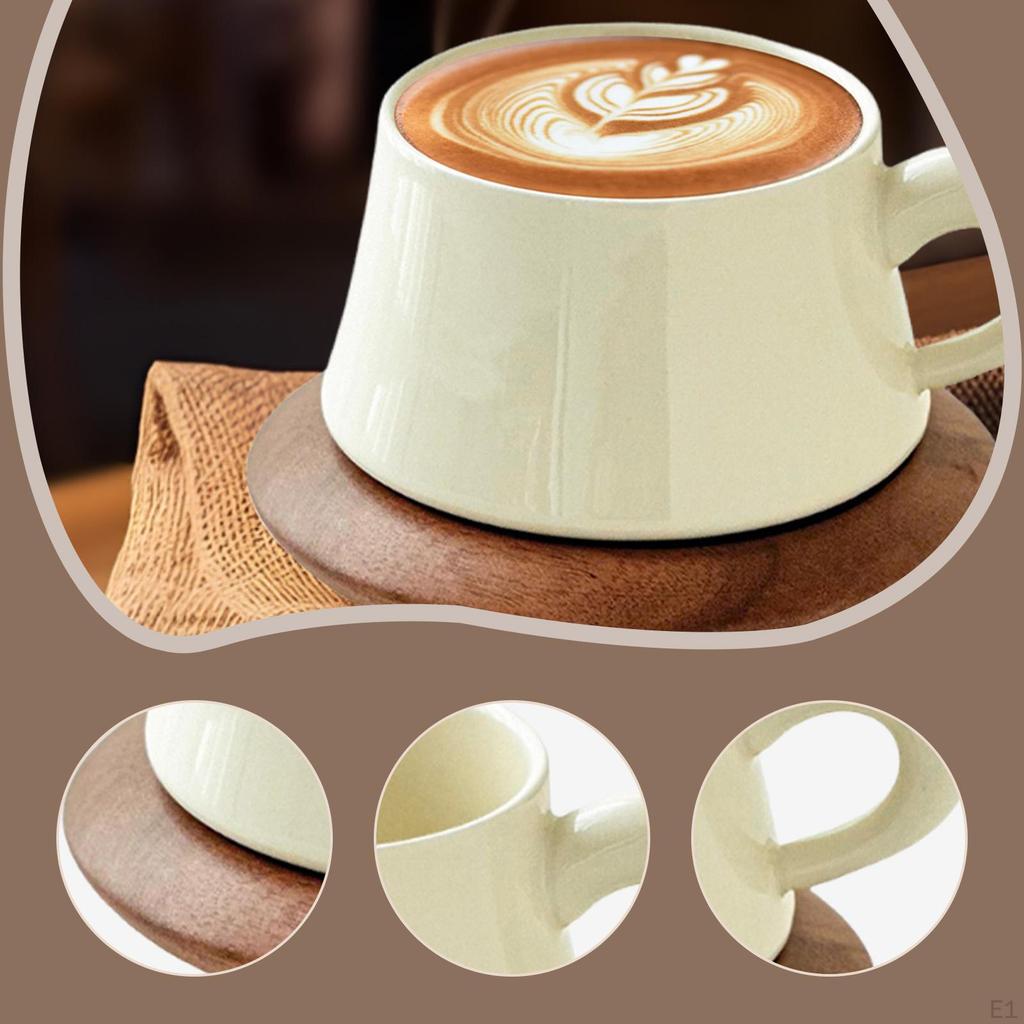 Ceramic Coffee Mug with Saucer, Espresso Cup Handle, Birthday Gift, Coffeeware for