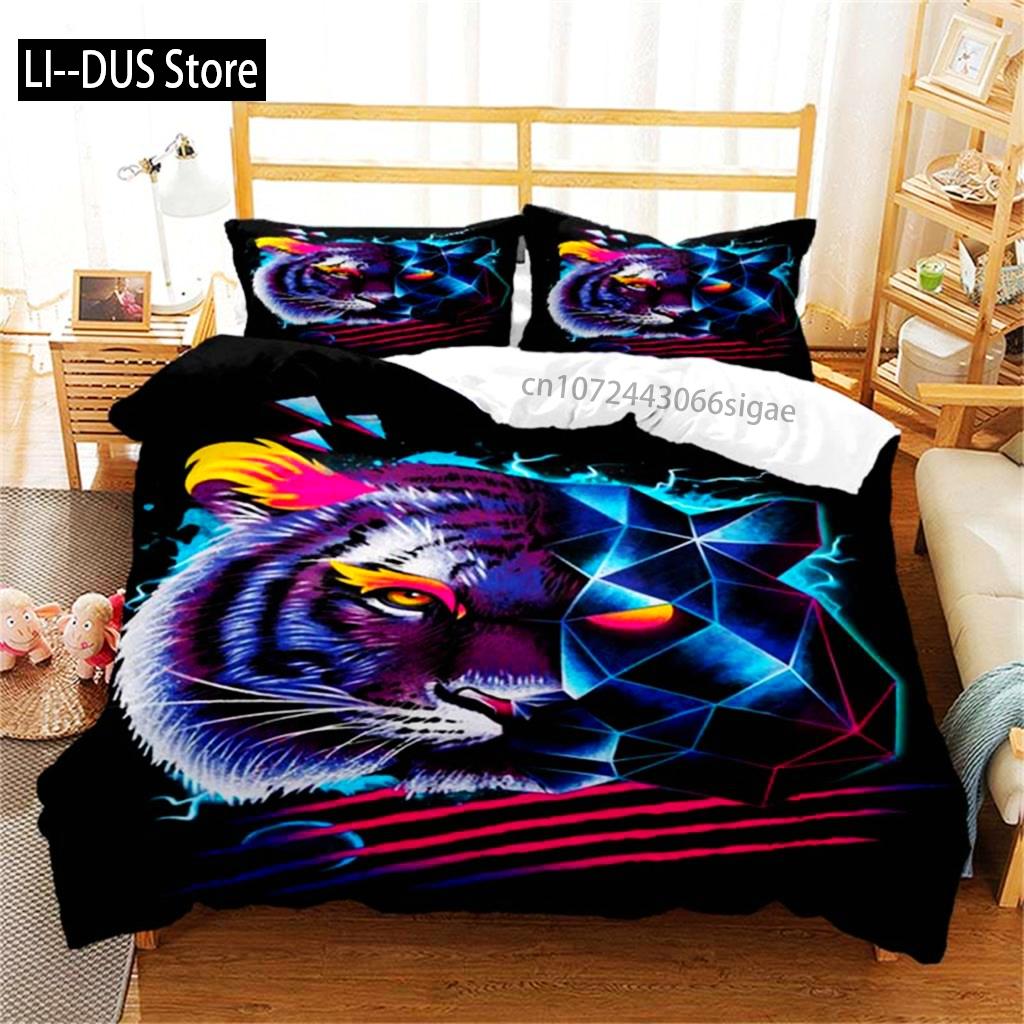Comforter Tiger Soft Comforter Microfiber Animal Bedding Set Tiger Pattern For Room Decor Bedclothes Bedroom
