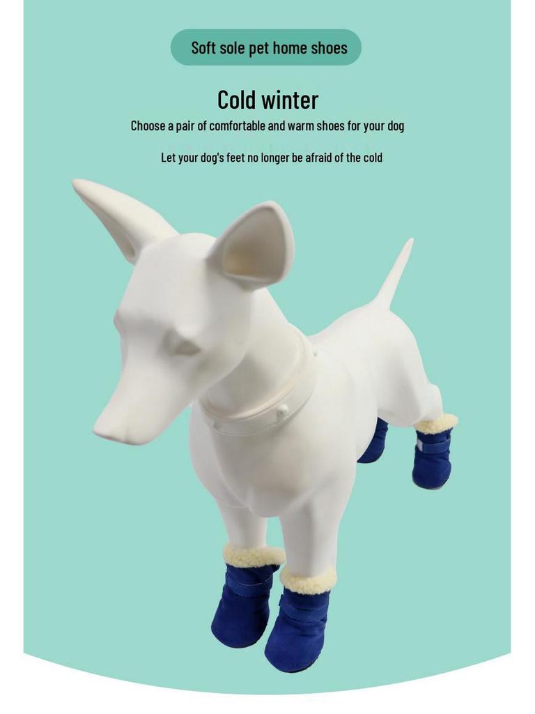 Fleece-Lined Pet Snow Boots: Soft-Soled, Non-Slip, Warm Slippers for Dogs