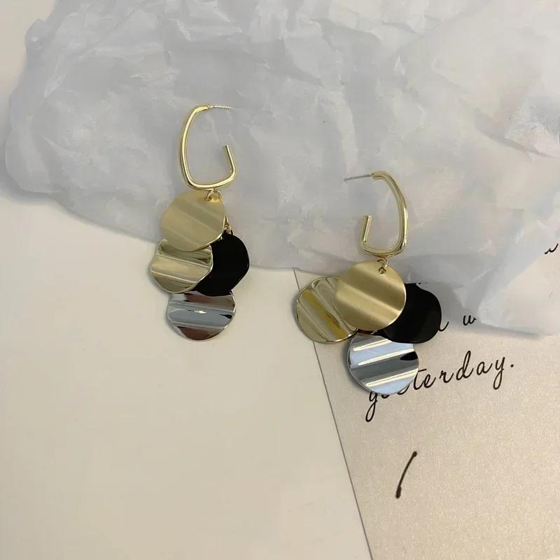 Metal Disc Drop Earrings For Women Girls Holiday Party Gift Geometric Ear Accessories Fashion Jewelry Luxury Earrings