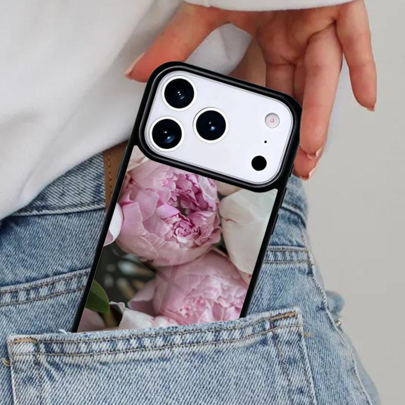 Flower Pink Peonies Peony Phone Case for iPhone 16e 15 14 13 12 17 Pro Max Plus Air 17pro Cover Coque