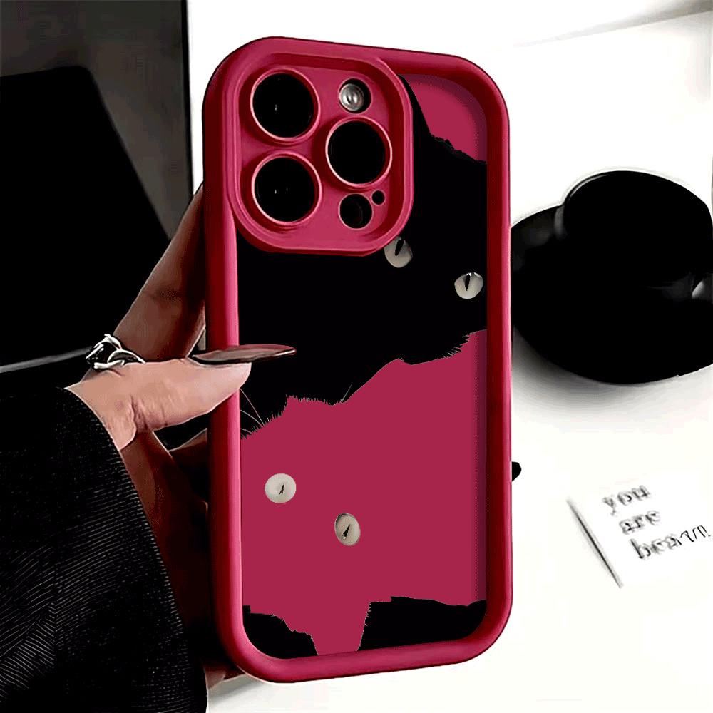 Cute Cartoon Cat Silicone Phone Case For iPhone 15 Pro Max 14 13 12 11 XS Max X XR Mini 7 8 Plus SE 2020 Shockproof Soft Cover