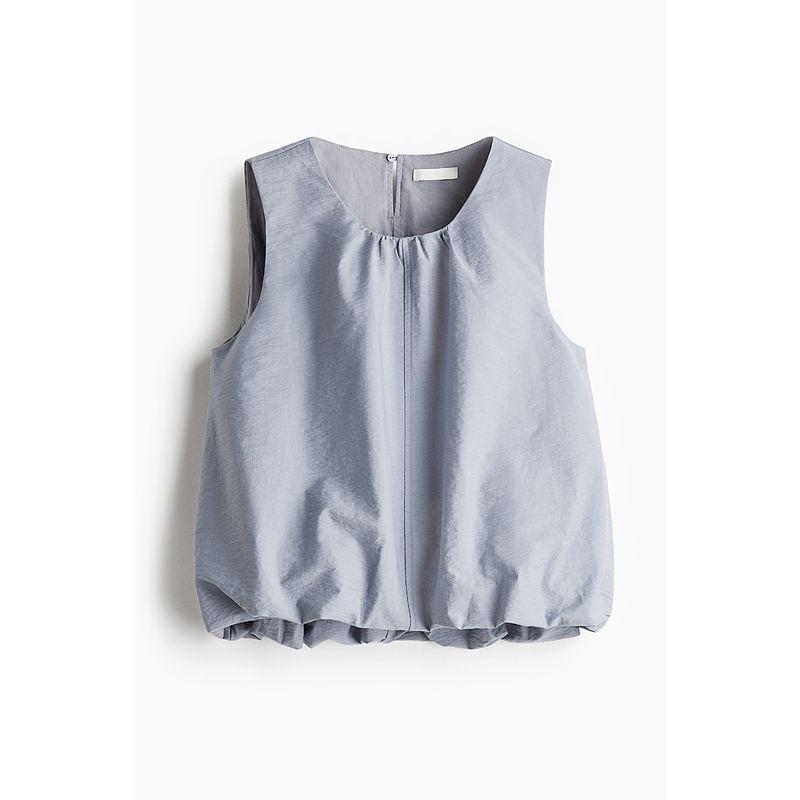 

Женская одежда HM Жилет 2025 Лето Новинка Французский стиль Подол-пузырь Круглый вырез Чувство дизайна Топ на бретелях 1287802 Gray 175/116