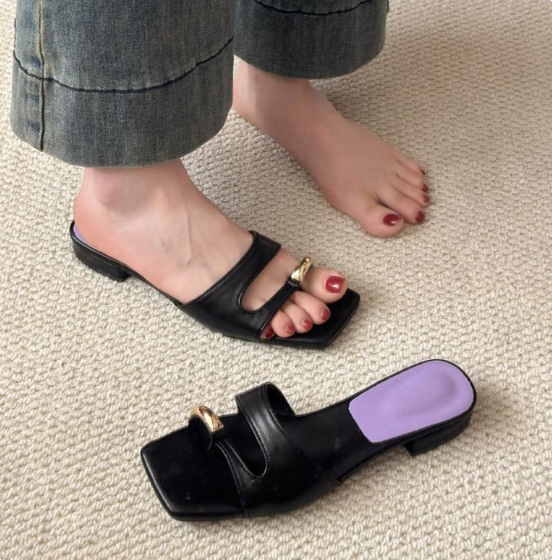 Fashion Fashion Round Toe Women Slippers Sandal Summer Ladies Slides Shoes Pantuflas Mujer Tongs Femme Chanclas Women Leather Flip Flops