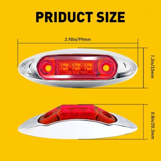 10x Amber 3LED Red 4" Side Marker Lights Clearance Lamp Truck Trailer Waterproof
