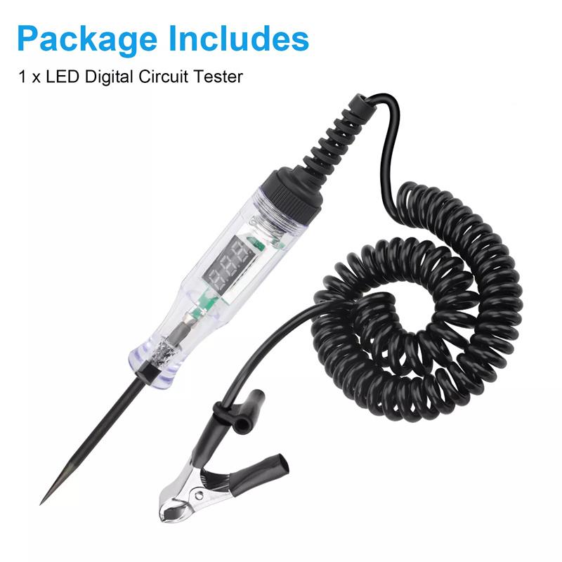 3-120V Automotive Digital Voltage Circuit Tester Voltage Test Long Probe Pen Circuit Detection Diagnosis And Maintenance Tool