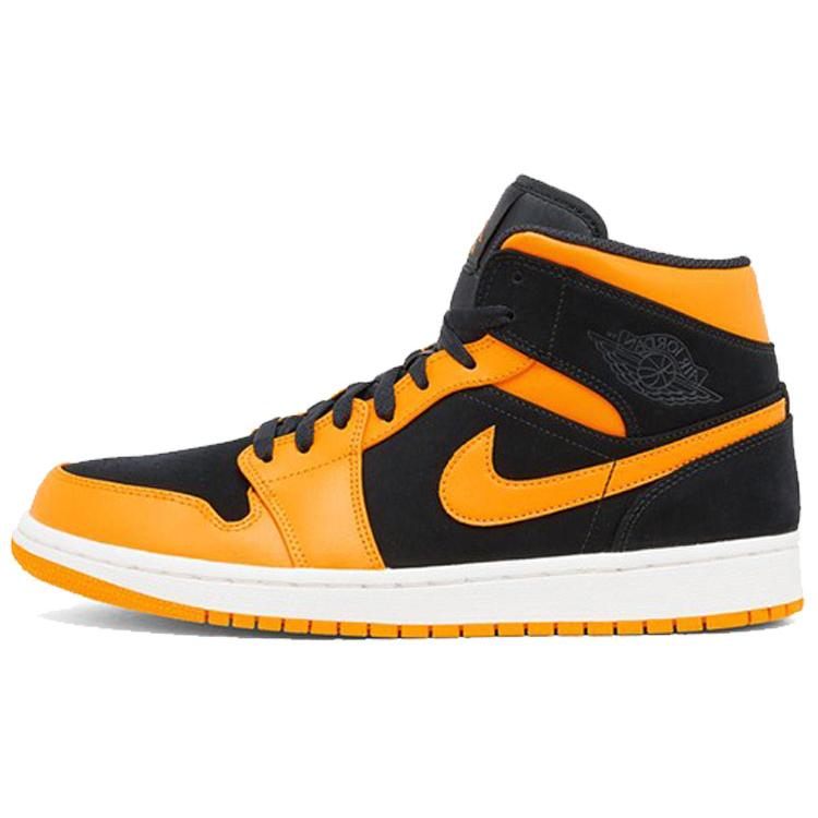 New JORDAN 1 Mid Black Orange Peel 554724-081
