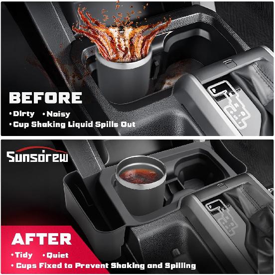 2 In 1 In Cup Holder For Toyota Tacoma 2016- Center Console Cup Holder Ert Silicone Drink Organizer Holder For Tacoma Interior Upgrade Accessories