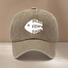 White Fish FISH Text Pattern Baseball Cap Casual HipHop Unisex Curved Brim Hat Comfortable Lightweight Visor with Textured Fe