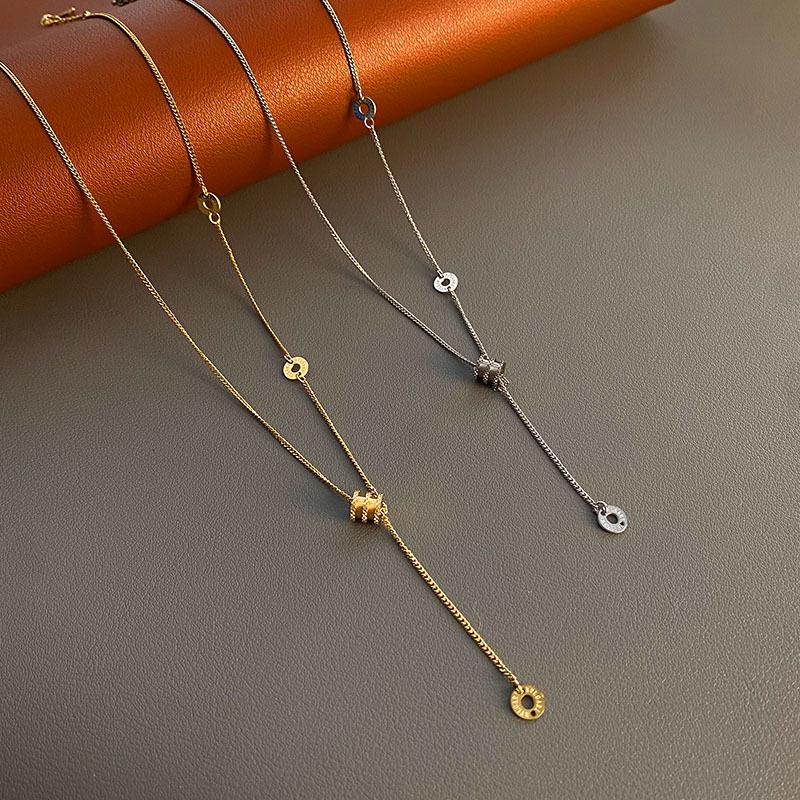 Titanium Steel Non-fading Tassel Pendant Necklace - Women's Japanese & Korean Style Clavicle Jewelry